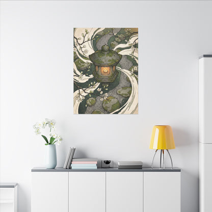 Zen Stone Lantern in Candlelight | Ukiyo E Inspired Canvas Art