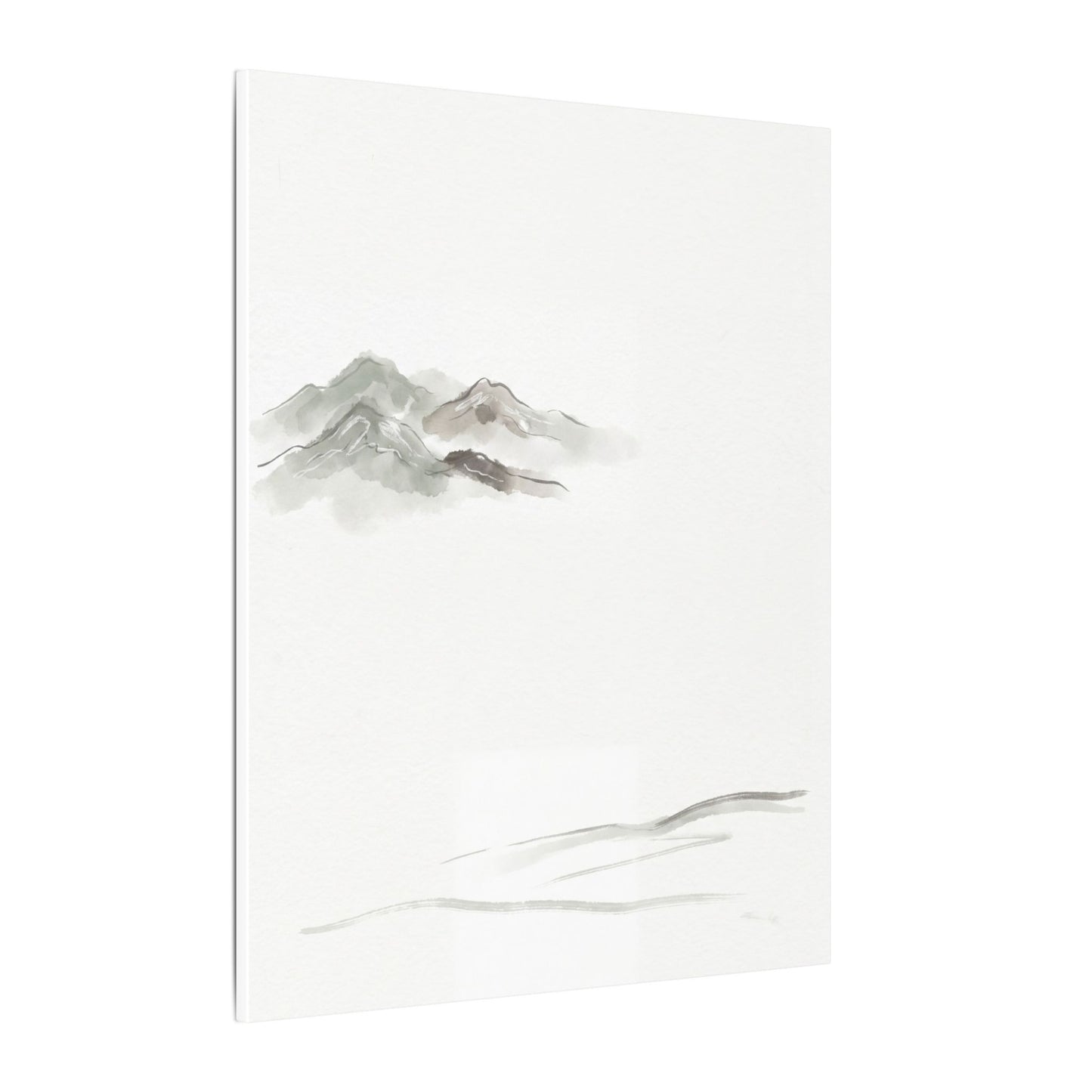 Winter Mountain Mist Minimal Line Canvas Art | Elegant Decor