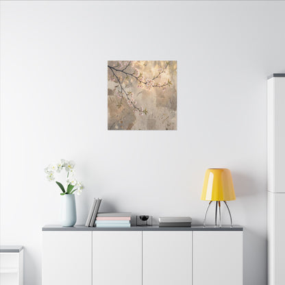 Summer Cherry Blossom Texture Canvas Art | Neutral Decor
