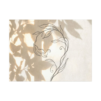 Warm Shoji Screen Canvas Art - Minimal Line Japandi Art Print
