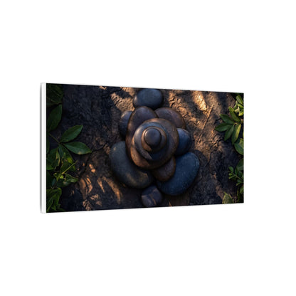 Ma River Stones Canvas Art - Dark Japandi Dark Texture