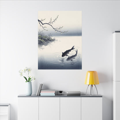 Ma Koi Pond Canvas Art - Zen Ukiyo E Inspired
