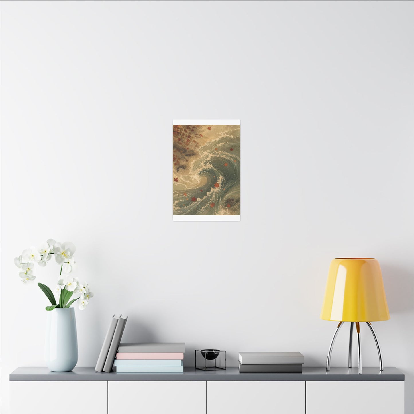Japandi Ocean Wave in Candlelight | Japanese Pattern Canvas Art