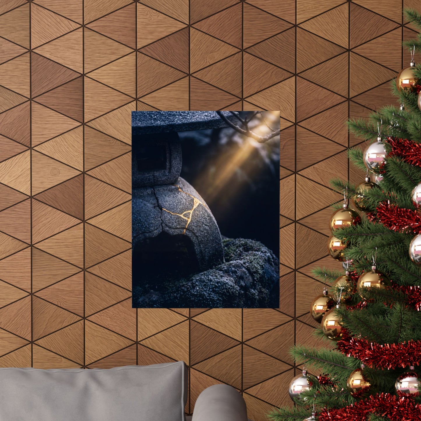 Moonlit Garden Winter Wall Art Print | Kintsugi Artful Design