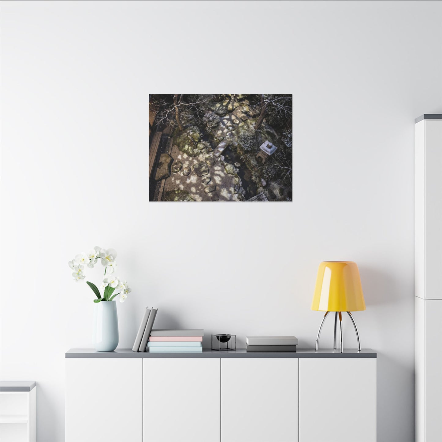 Moonlit Garden Japanese Pattern Canvas Art | Elegant Japandi Art