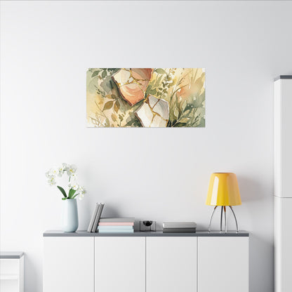Japandi Broken Pottery in Golden Hour | Watercolor Canvas Art