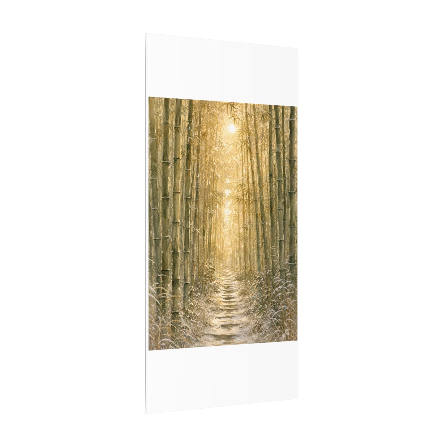 Bamboo Grove Winter Canvas Art | Japandi Elegant Design