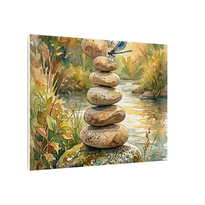 River Stones Summer Canvas Art | Japandi Cozy Design
