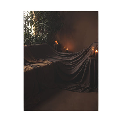 Candlelight Silk Drape Canvas Art - Dark Japandi Ma