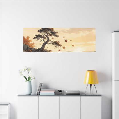 Pine Tree Autumn Canvas Art | Japandi Warm Design