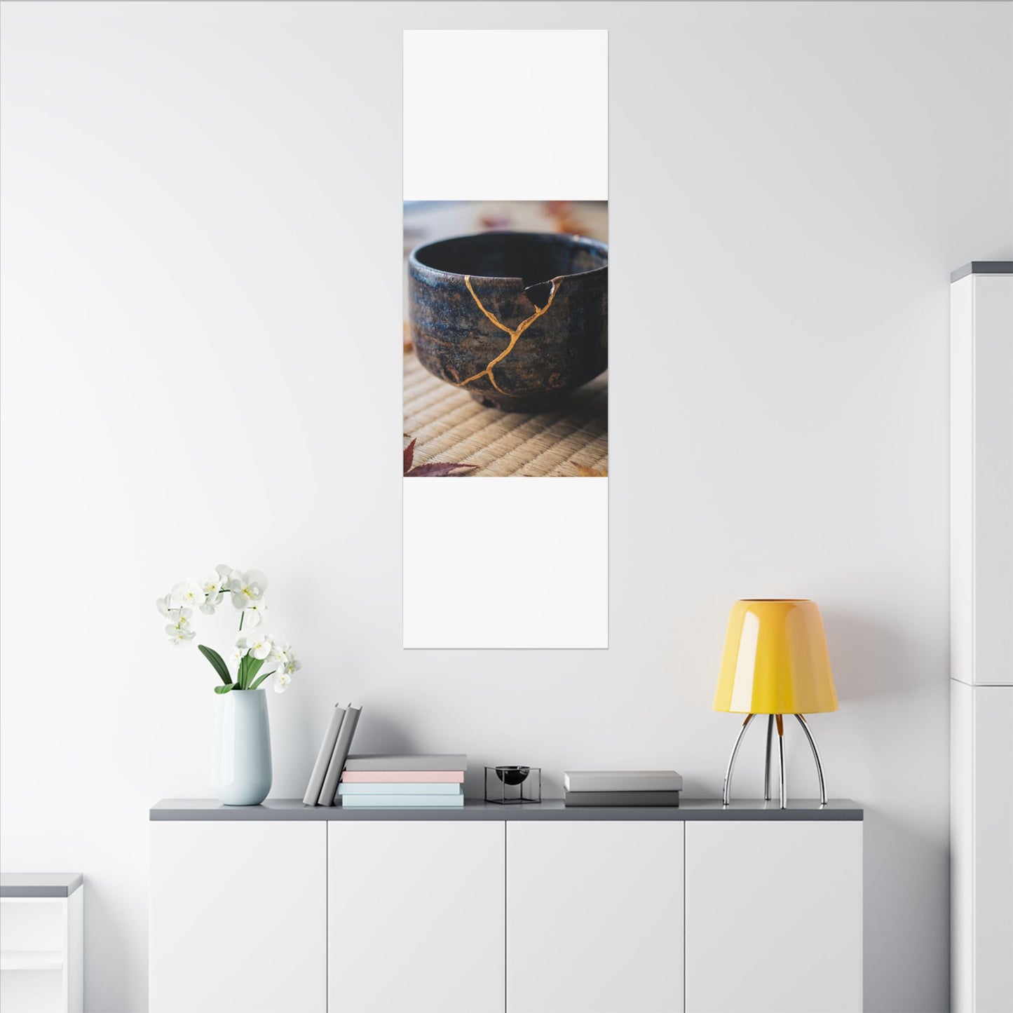 Tea Ceremony Autumn Canvas Art | Kintsugi Healing Design