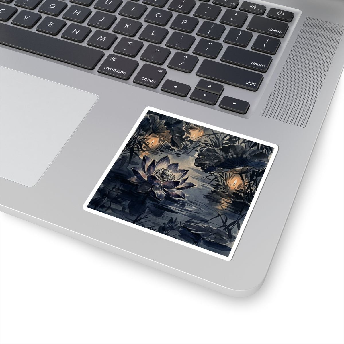 Summer Lotus Flower Sumi E Sticker | Peaceful Decor Art Print
