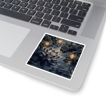 Summer Lotus Flower Sumi E Sticker | Peaceful Decor Art Print