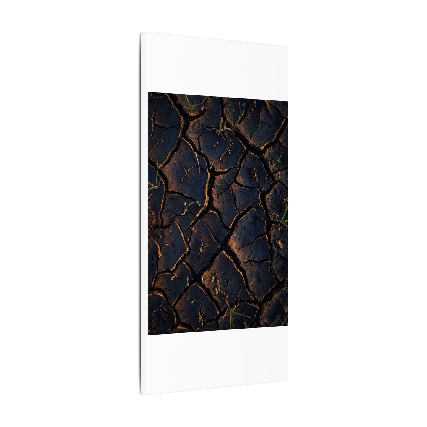Cracked Earth Moody Minimal Canvas Art | Luxurious Dark Japandi Art