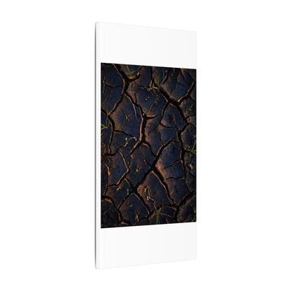 Cracked Earth Moody Minimal Canvas Art | Luxurious Dark Japandi Art