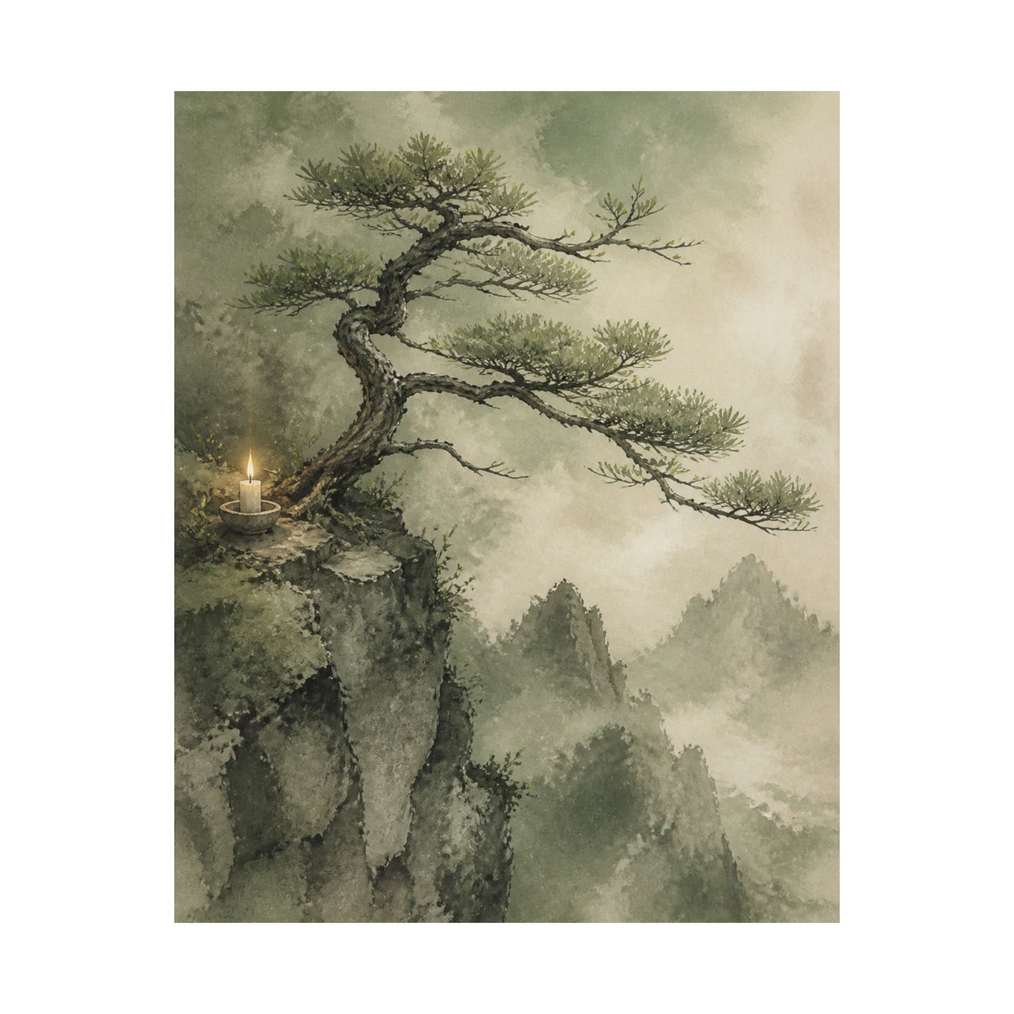 Spring Pine Tree Watercolor Wall Art Print | Cozy Decor