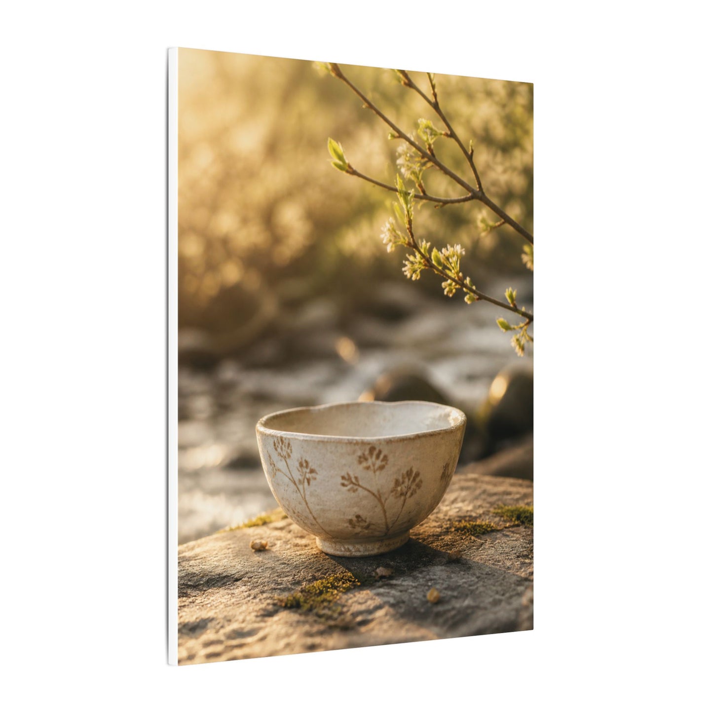 Neutral Ceramic Bowl Canvas Art - Japanese Pattern Japandi
