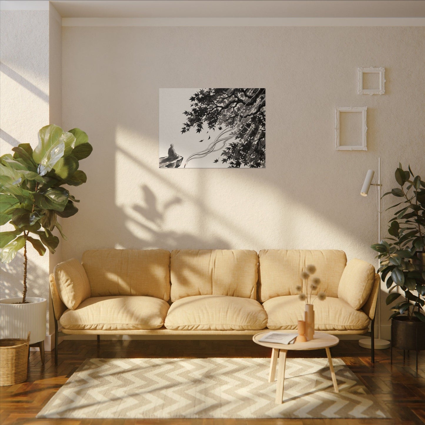 Serene Incense Smoke Canvas Art - Ukiyo E Inspired Zen
