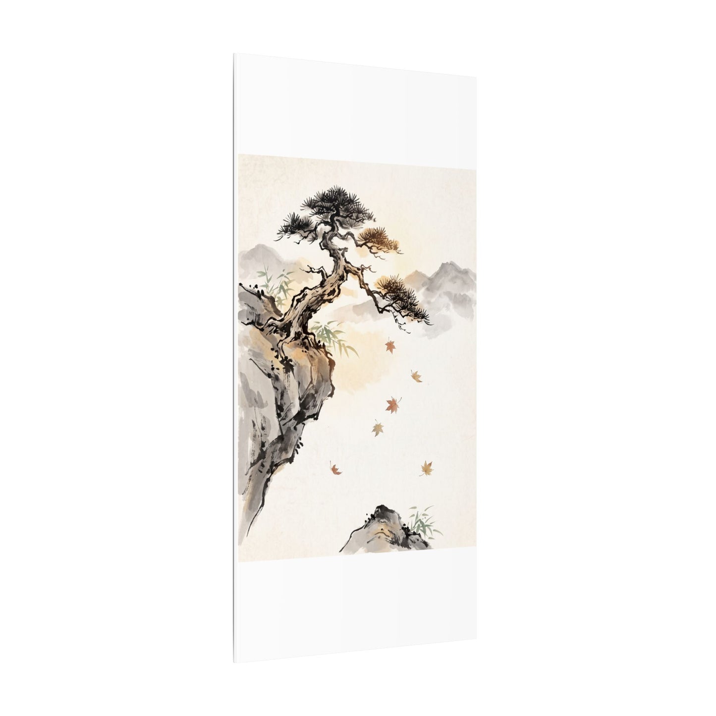 Peaceful Pine Tree Canvas Art - Sumi E Zen