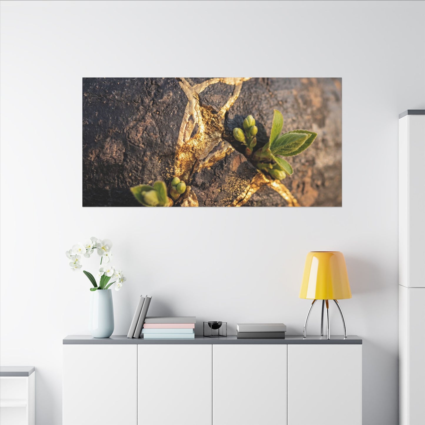 Rust Patina Gold Repair Canvas Art | Resilient Kintsugi Art