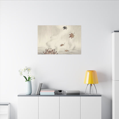 Lotus Flower Canvas Art | Autumn Zen Ukiyo E Inspired Art