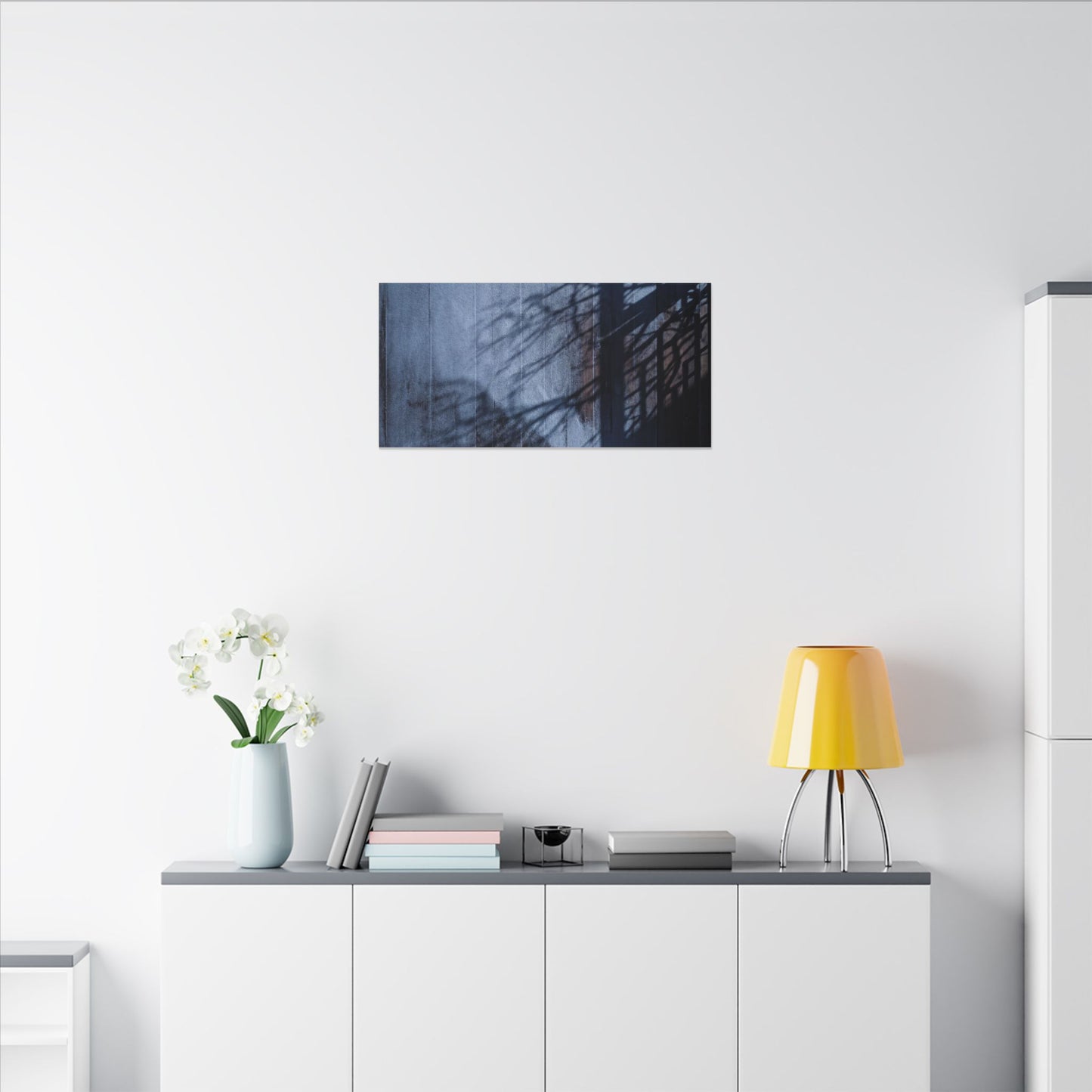Shadow Play Moody Minimal Canvas Art | Moody Dark Japandi Art