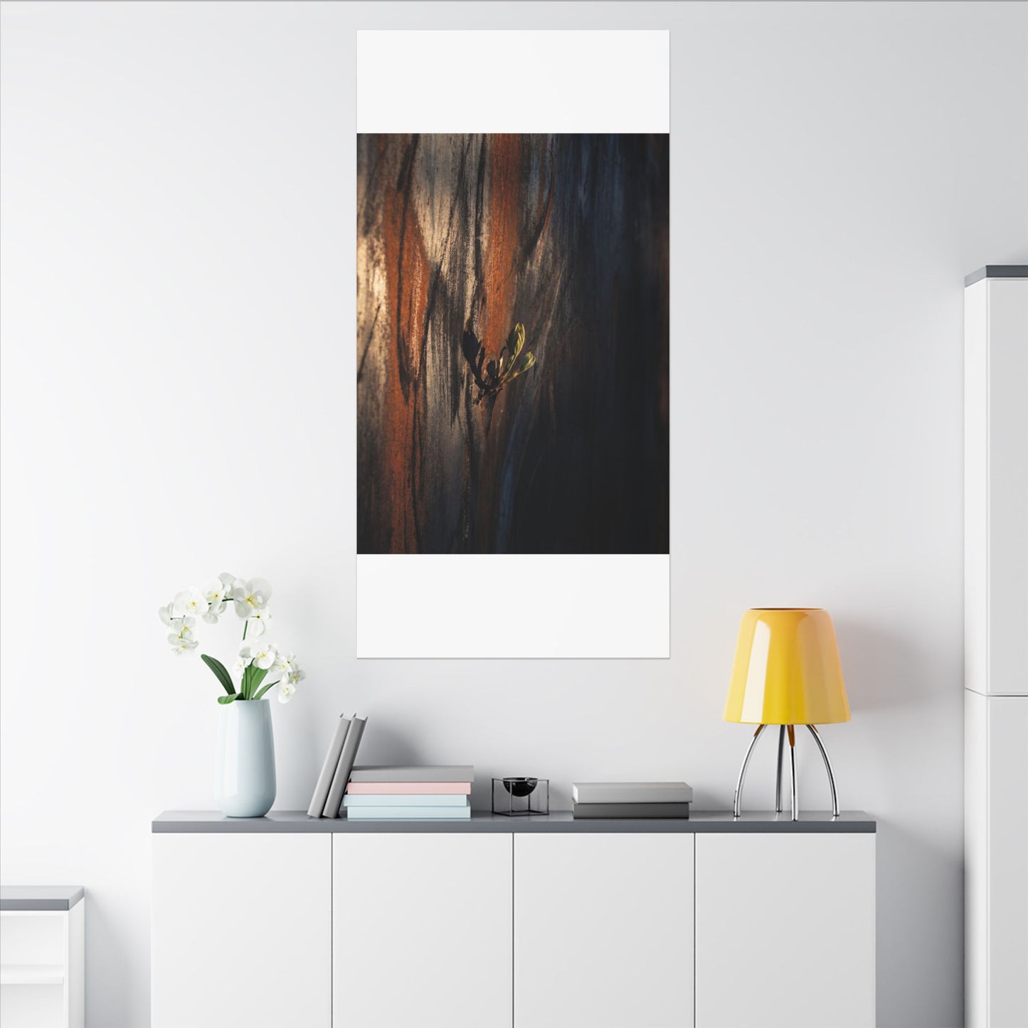 Rust Patina Charcoal Ink Canvas Art | Moody Dark Japandi Art