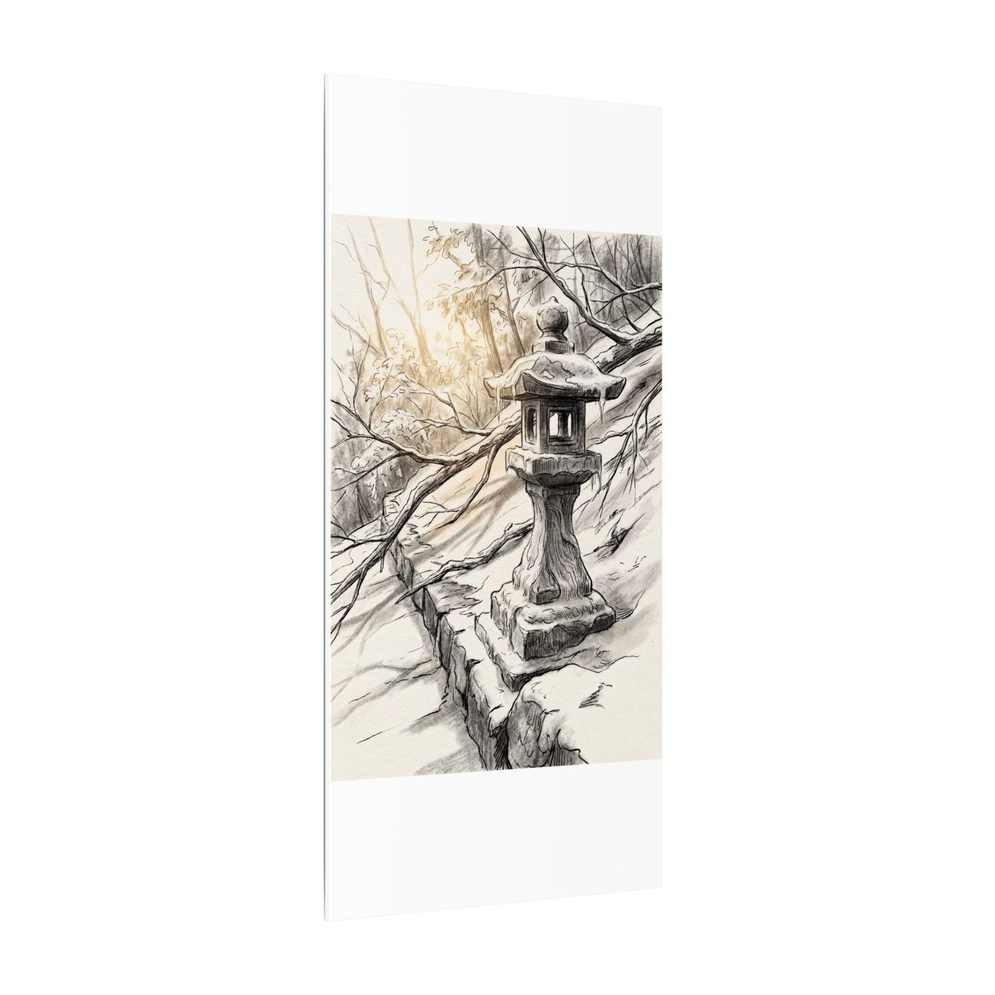 Golden Hour Stone Lantern Canvas Art - Japandi Kanso