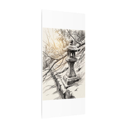Golden Hour Stone Lantern Canvas Art - Japandi Kanso