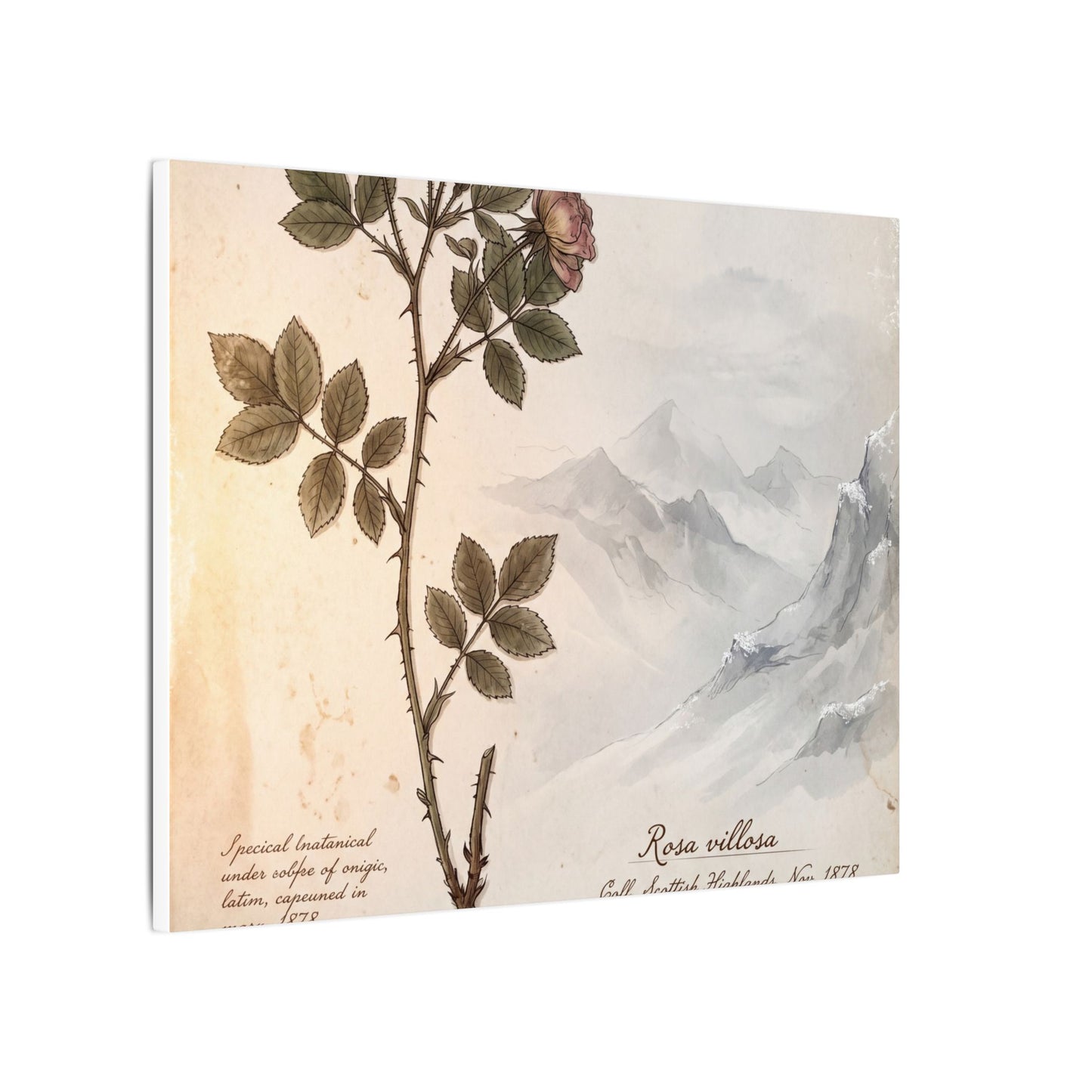 Winter Mountain Mist Herbarium Canvas Art | Earthy Decor