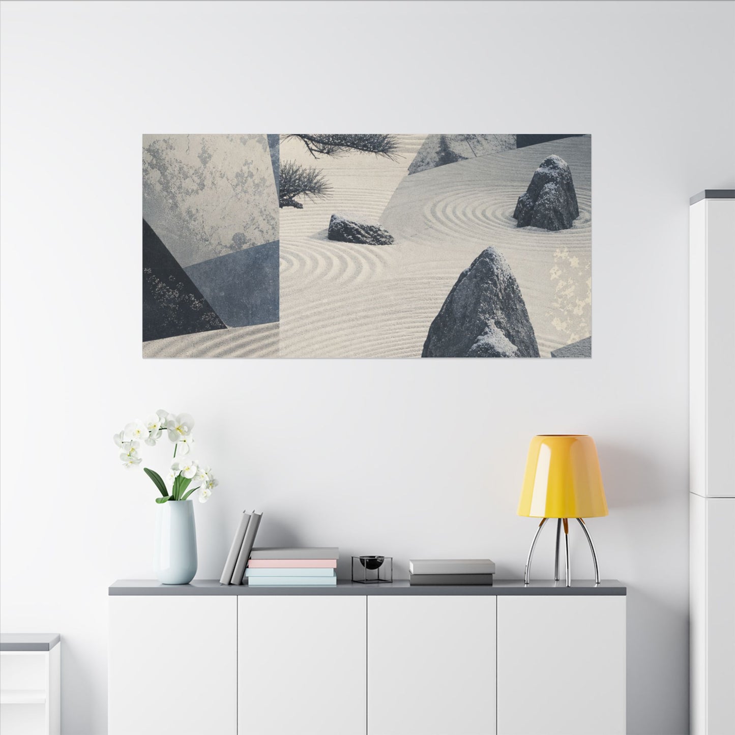 Seijaku Rock Garden Canvas Art - Zen Ukiyo E Inspired