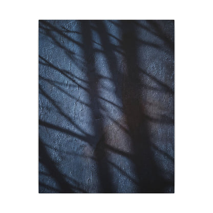 Dark Japandi Shadow Play in Moonlight | Moody Minimal Canvas Art
