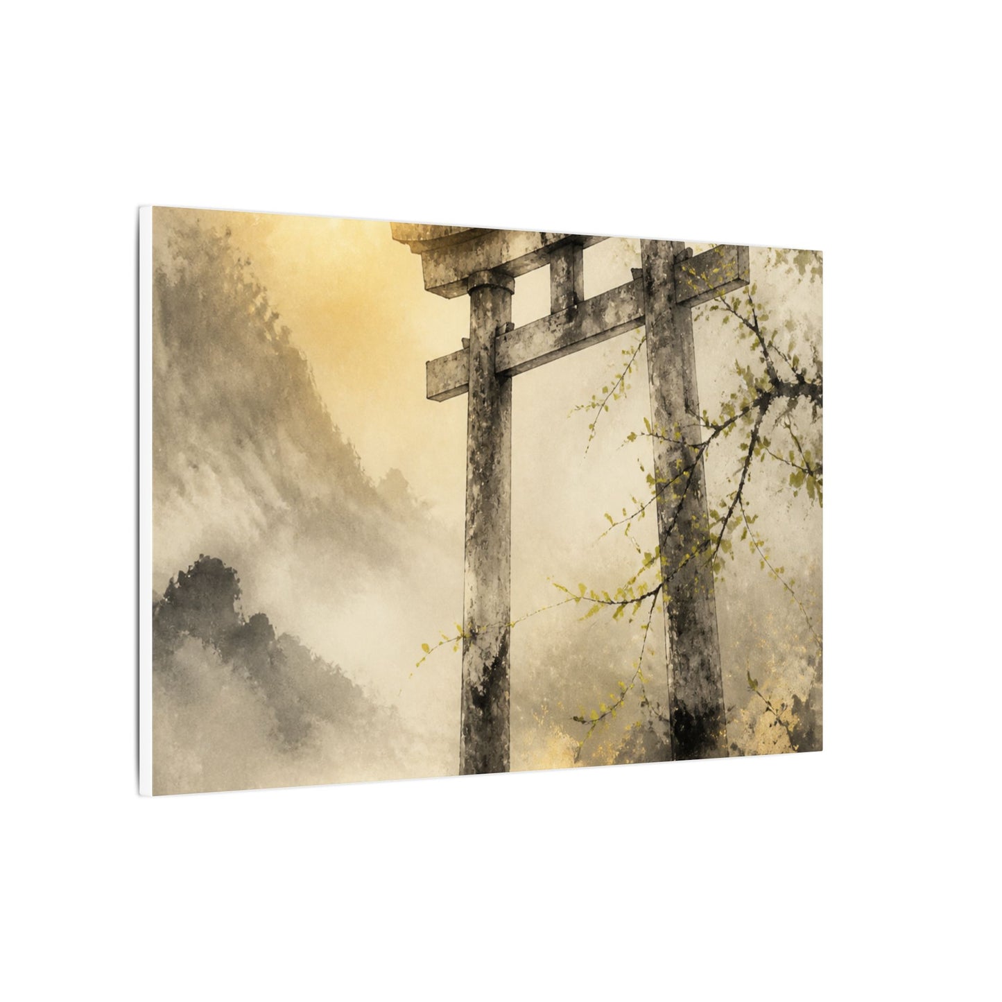 Spring Torii Gate Sumi E Canvas Art | Tranquil Decor