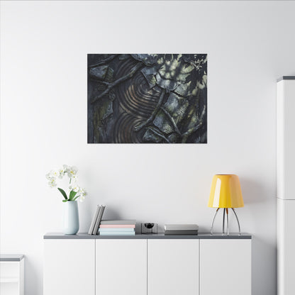 Rock Garden Canvas Art | Winter Dark Japandi Dark Texture Art