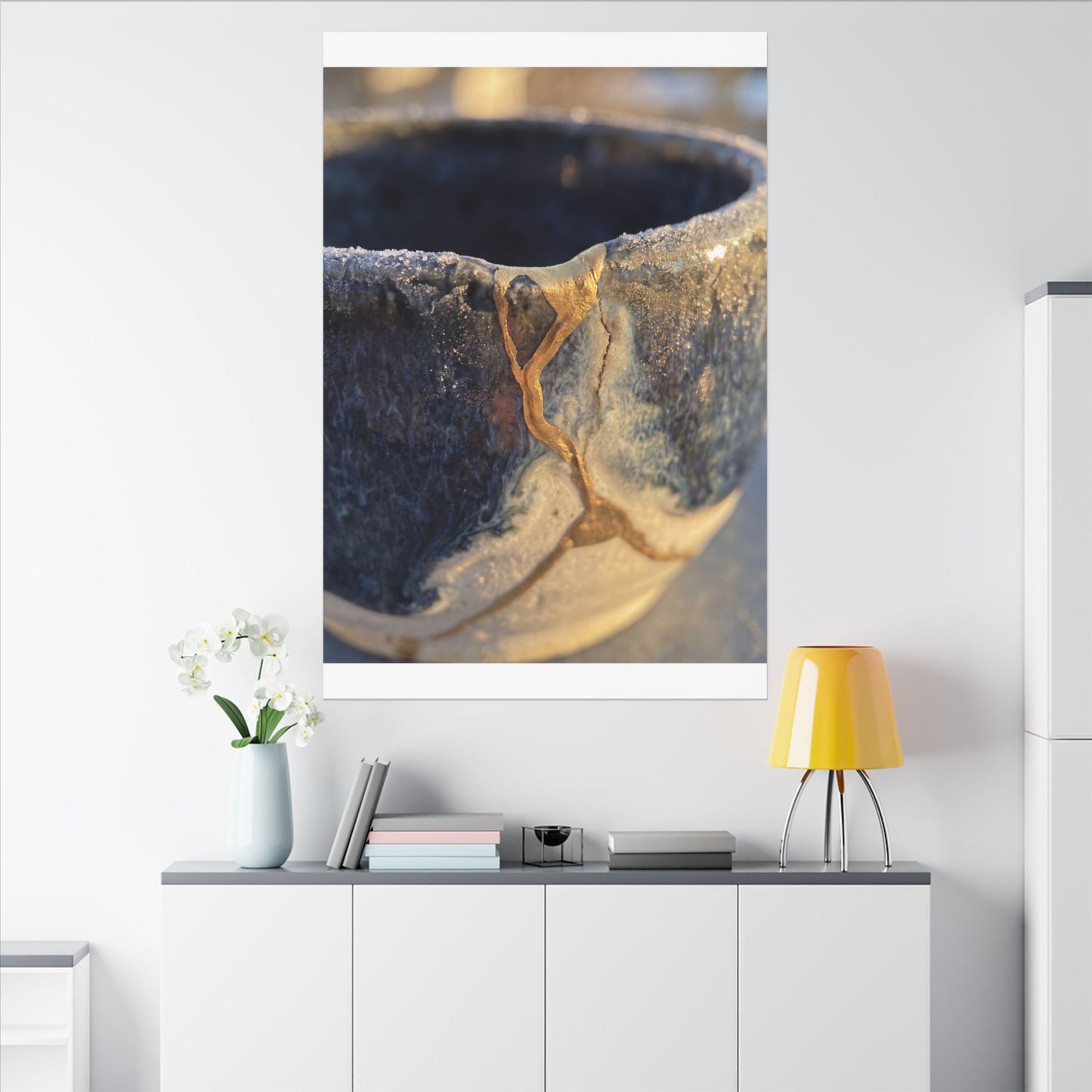 Winter Ceramic Bowl Gold Vein Canvas Art | Healing Decor