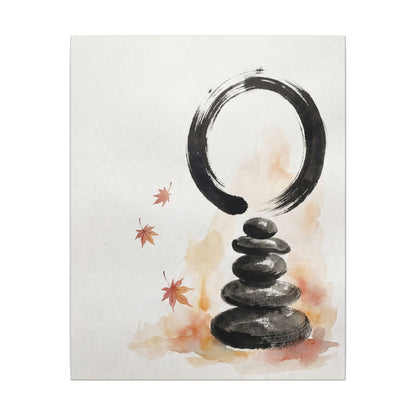 River Stones Canvas Art | Autumn Zen Enso Art