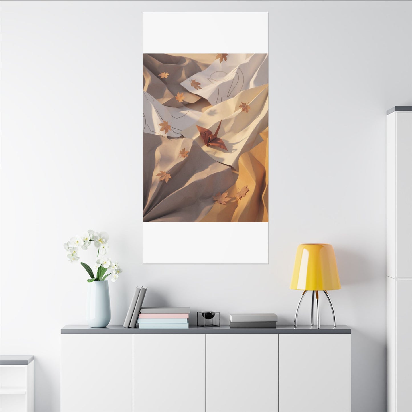 Autumn Paper Fold Minimal Line Canvas Art | Cozy Decor