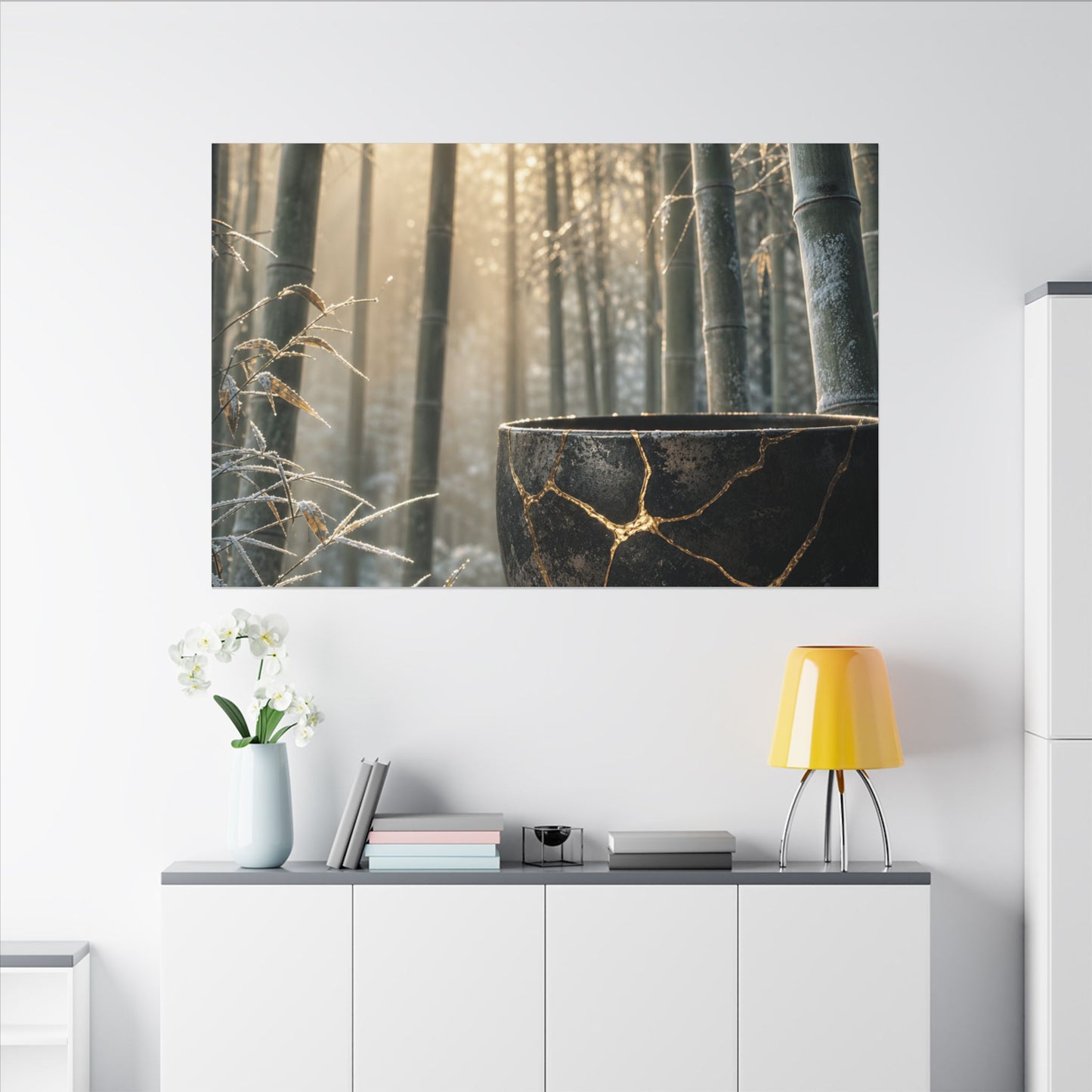 Fukinsei Bamboo Grove Canvas Art - Kintsugi Gold Repair