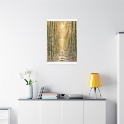 Bamboo Grove Winter Canvas Art | Japandi Elegant Design