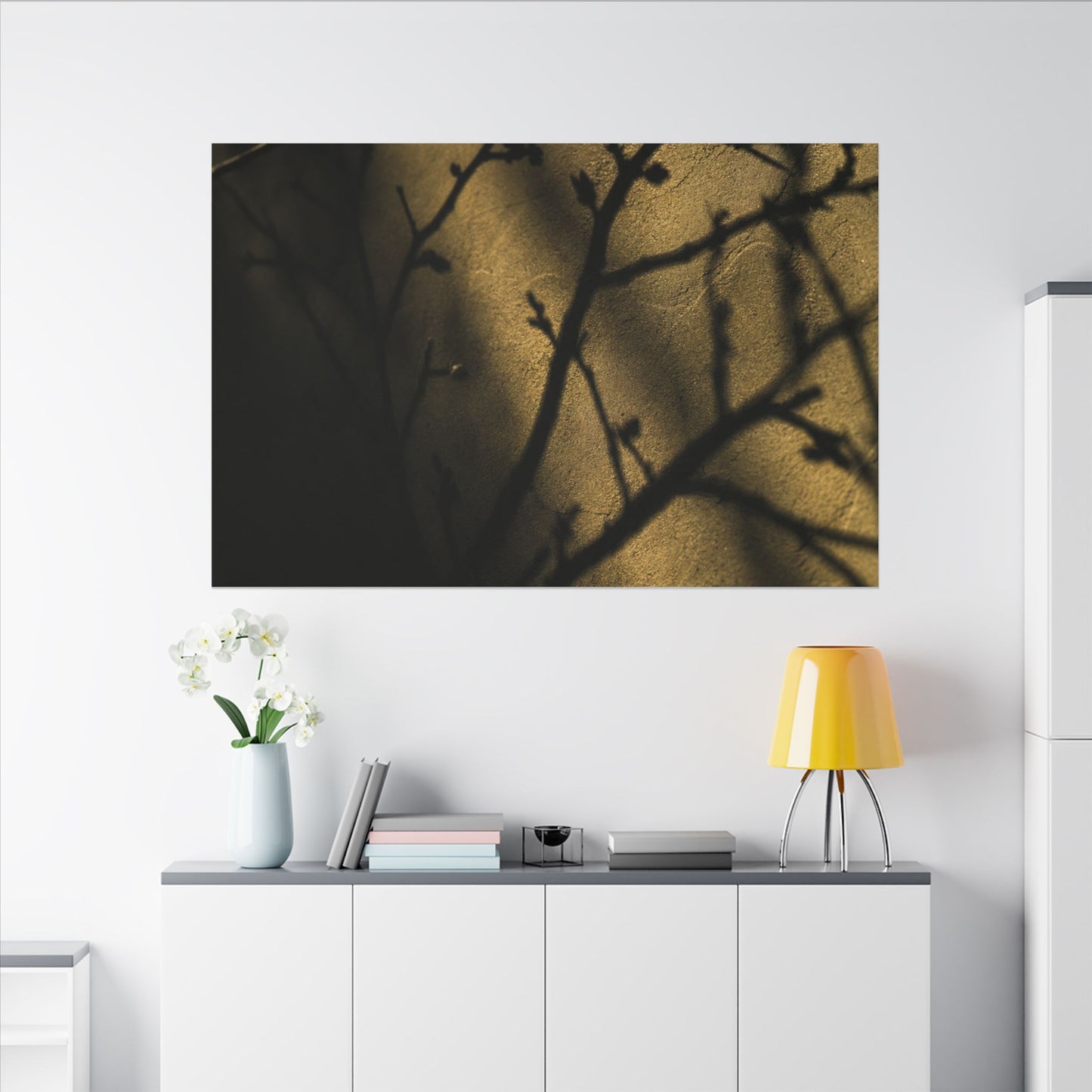 Golden Hour Shadow Play Canvas Art - Dark Japandi Seijaku