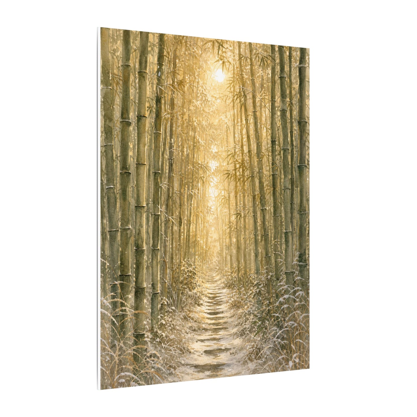 Bamboo Grove Winter Canvas Art | Japandi Elegant Design