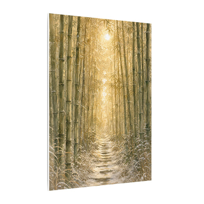 Bamboo Grove Winter Canvas Art | Japandi Elegant Design