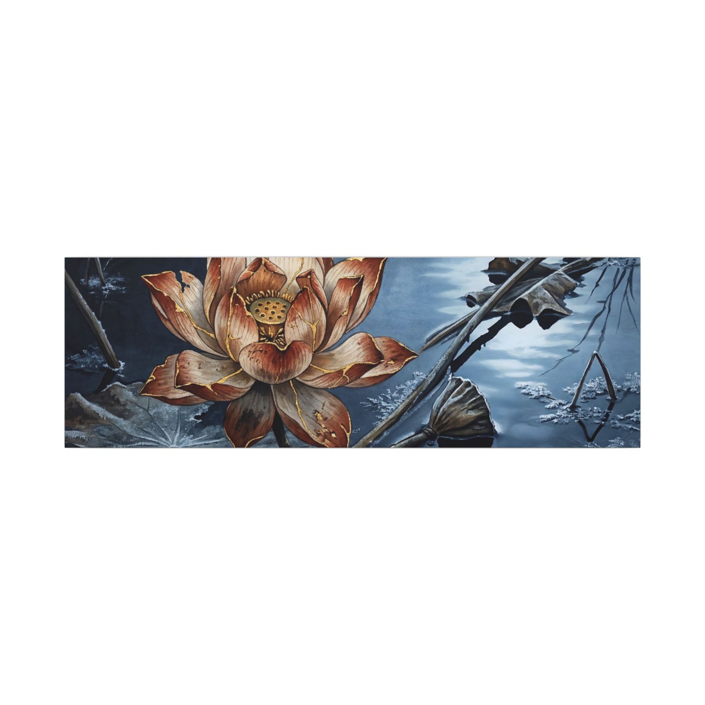 Winter Lotus Flower Broken Beauty Canvas Art | Healing Decor