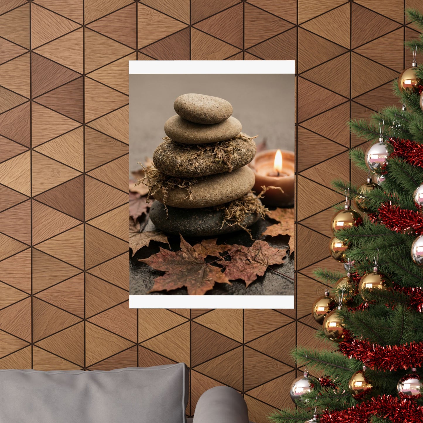 River Stones Texture Wall Art Print | Elegant Japandi Art
