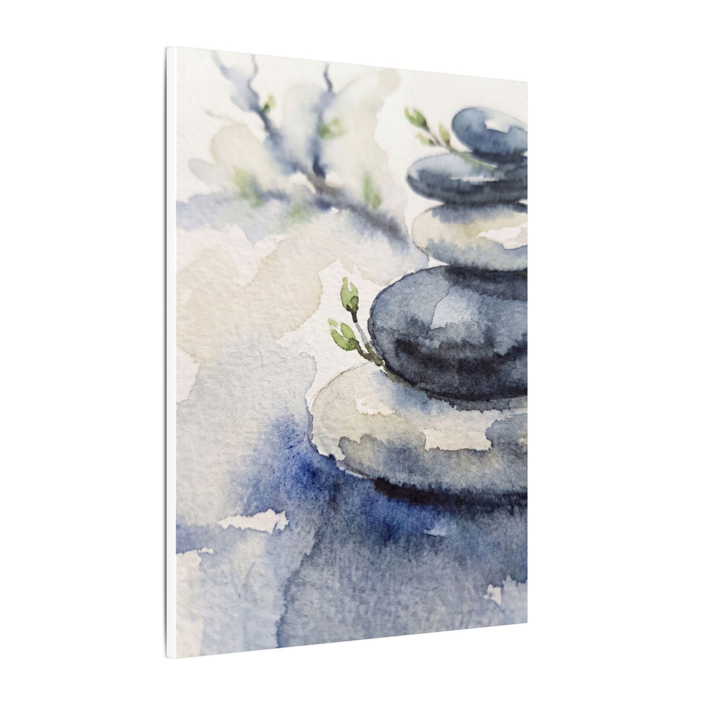 River Stones Watercolor Canvas Art | Cozy Japandi Art