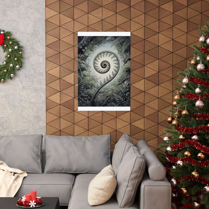 Contemplative Fern Unfurling Wall Art Print - Ukiyo E Inspired Zen