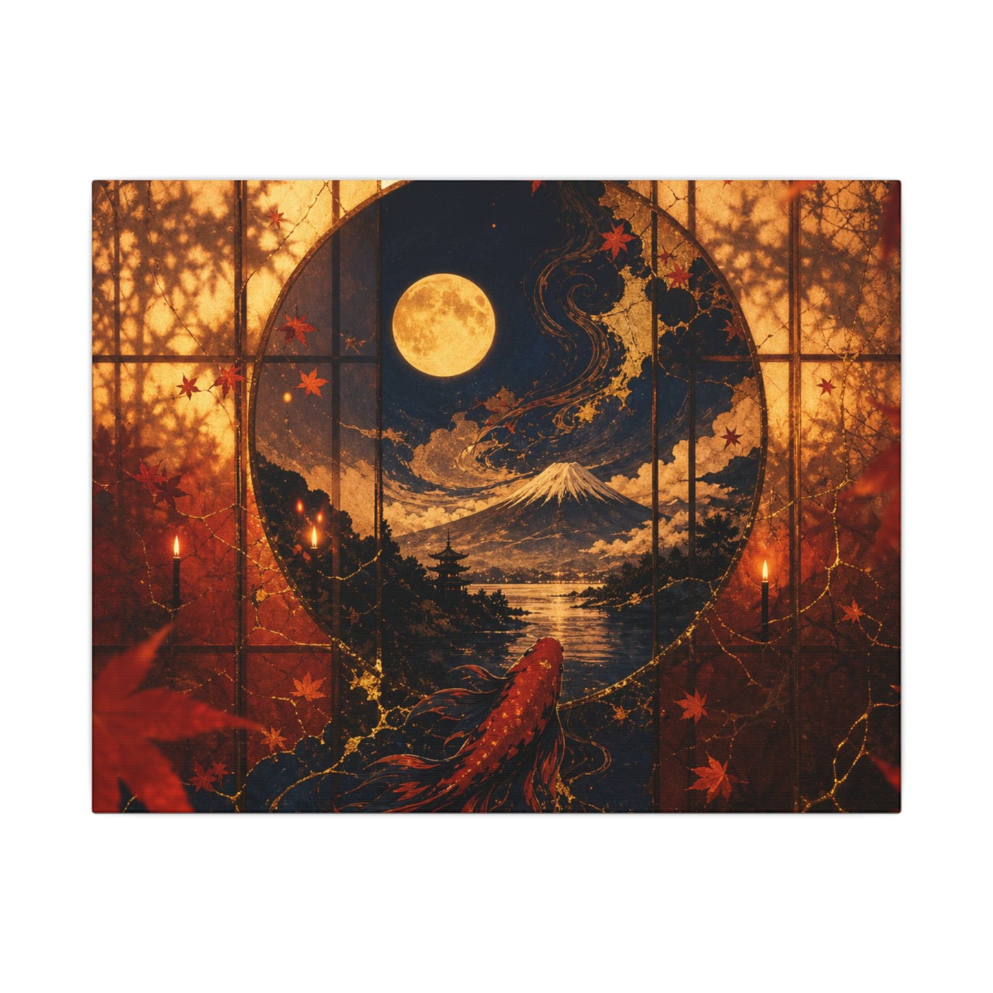 Beautiful Shoji Screen Canvas Art - Gold Vein Kintsugi