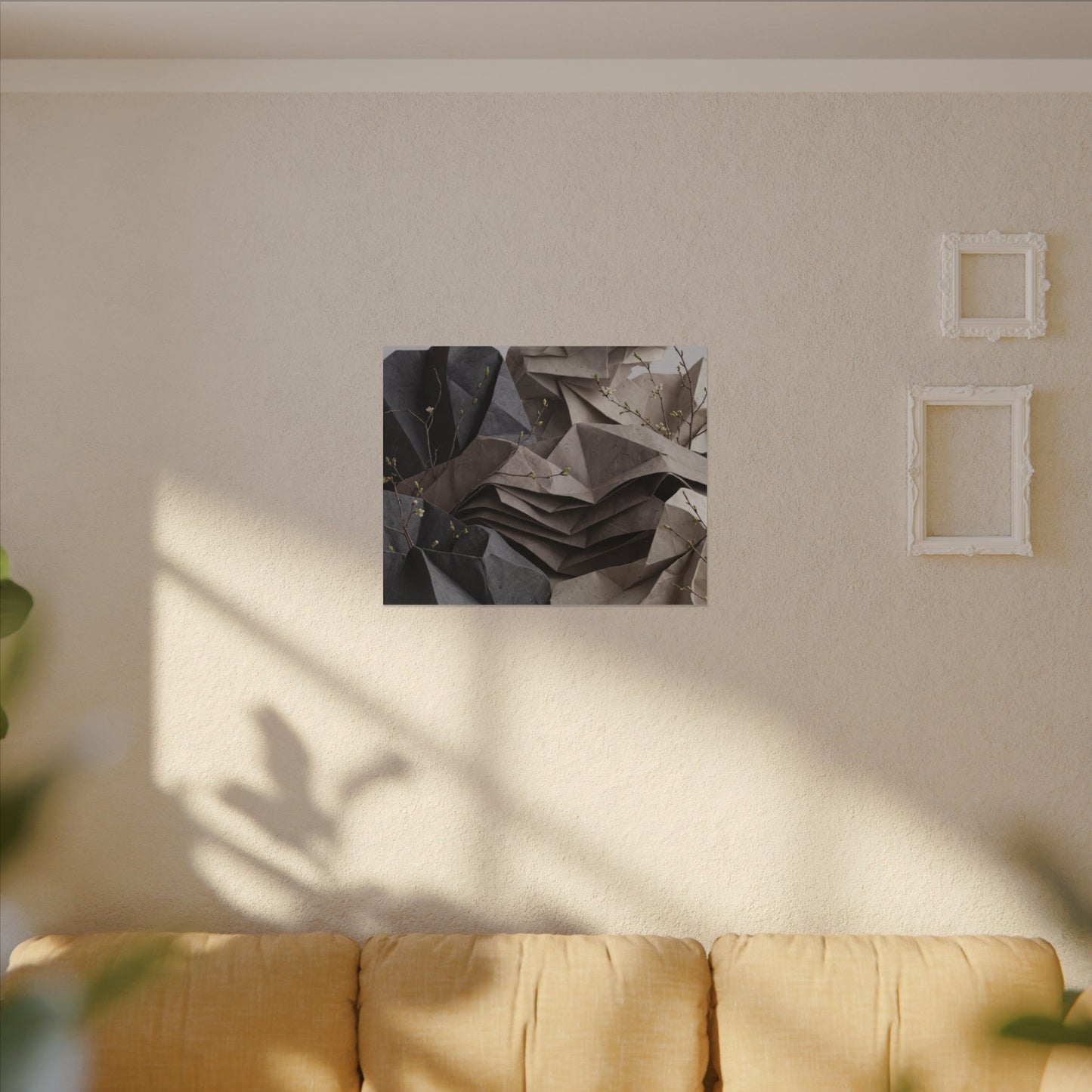 Neutral Paper Fold Canvas Art - Texture Japandi