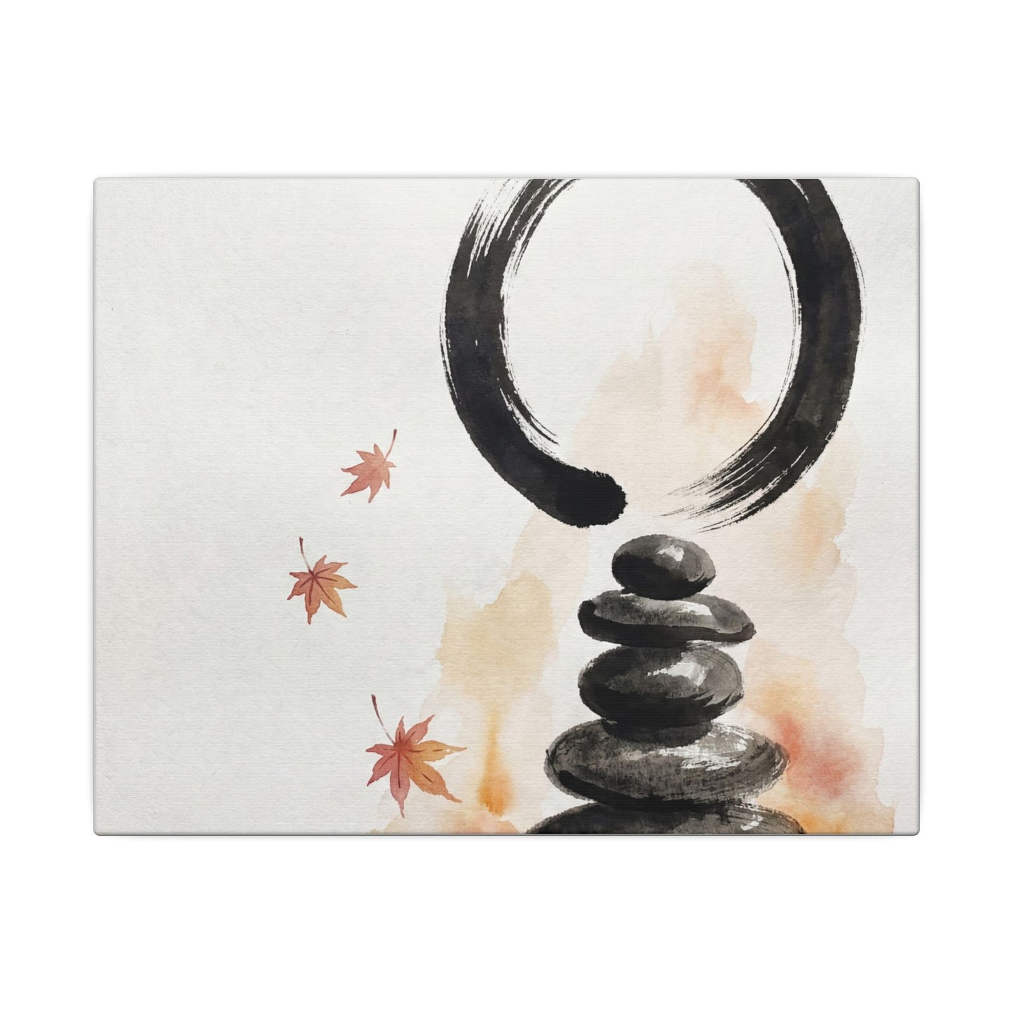 River Stones Canvas Art | Autumn Zen Enso Art