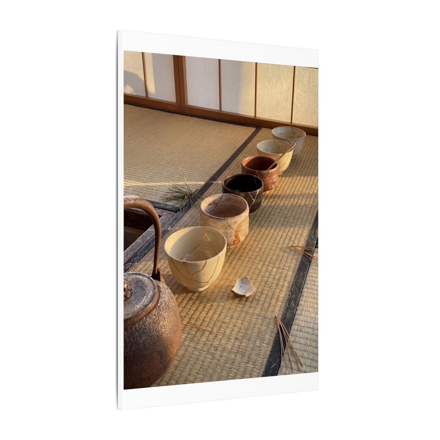 Kintsugi Tea Ceremony in Golden Hour | Gold Repair Canvas Art